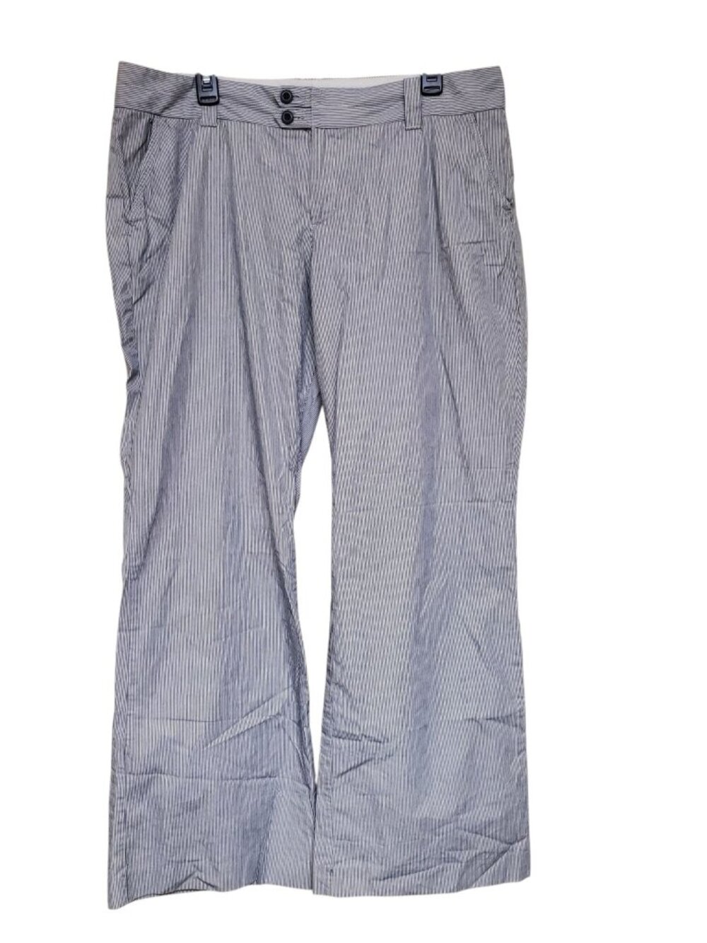 Old Navy Woman's Y2K Gray White Pinstripe Mid-Rise Flare Leg Trouser Plus Sz 16